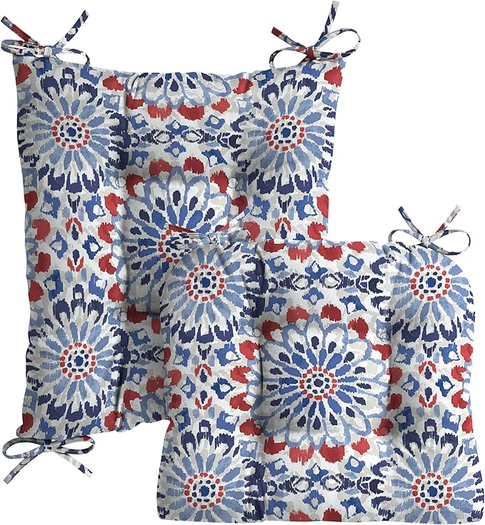 Arden Plush Indoor/Outdoor Rocking Chair Cushion Set, 18 x 20, Water Repellent, Fade Resistant, Tufted Cushion for Rocking Chairs Clark Blue