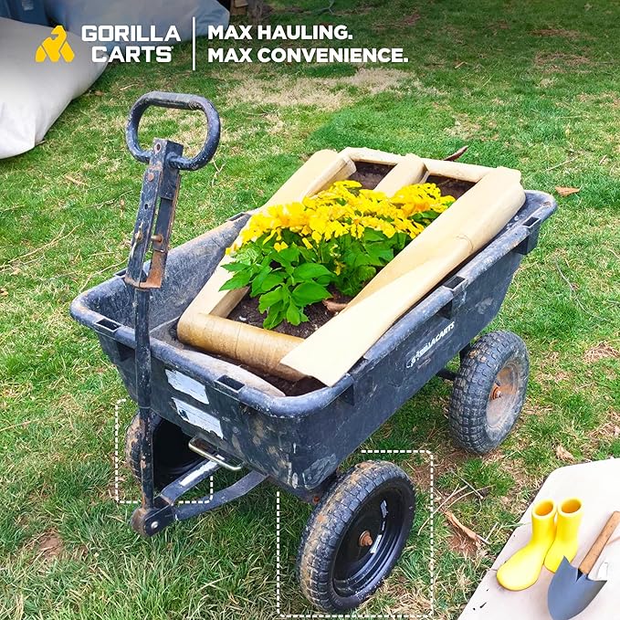 Gorilla Carts 2-Pack 13 Inch No-Flat Replacement Tires, 300 lb Capacity Each – Solid Polyurethane, 2.16” Hub, 5/8” Bore – Fits Lawn & Garden Utility Wagon, Hand Truck, Air Compressor, Pressure Washer