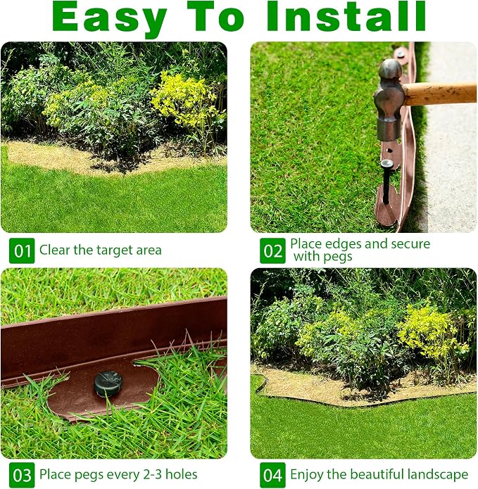 Garden Edging Border,Plastic Edging for Landscaping,Flower Bed, Paver and Lawn Edging Border (2Inchx100FT-2, Brown)