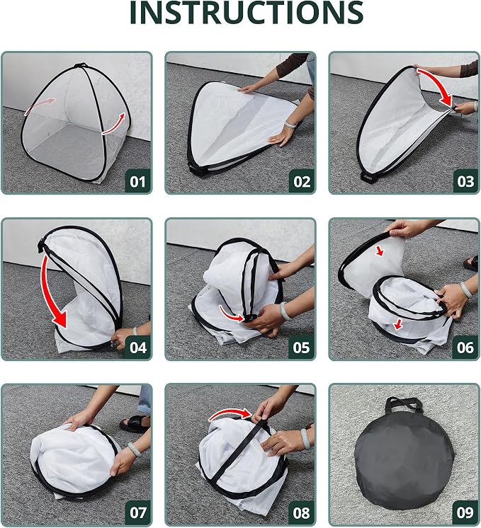 2 Pcs Pop Up Insect Barrier Plant Cover Tent, 30 x 28 x 28 Inch Foldable Garden Plant Protectors Mesh Enclosure, Garden Net Cage Bird Insect Guard Cover for Protecting Plants Fruits Vegetables
