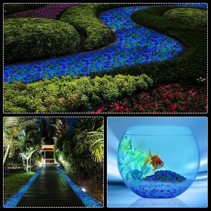 Sasylvia 3000 Pcs Glow in The Dark Rocks 1 Inch Glow Rocks 12.6 LB Garden Glow in The Dark Stone Outdoor Glow in The Dark Pebbles for Landscaping Walkway Pathway Backyard Fish Tank Plant(Multicolor)