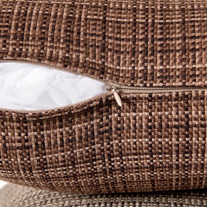 MIULEE Outdoor Waterproof Throw Pillow Covers Decorative Farmhouse Water Resistant Cushion Covers for Tent Patio Garden Couch Sofa Pack of 2, 18x18 Inch Coffee