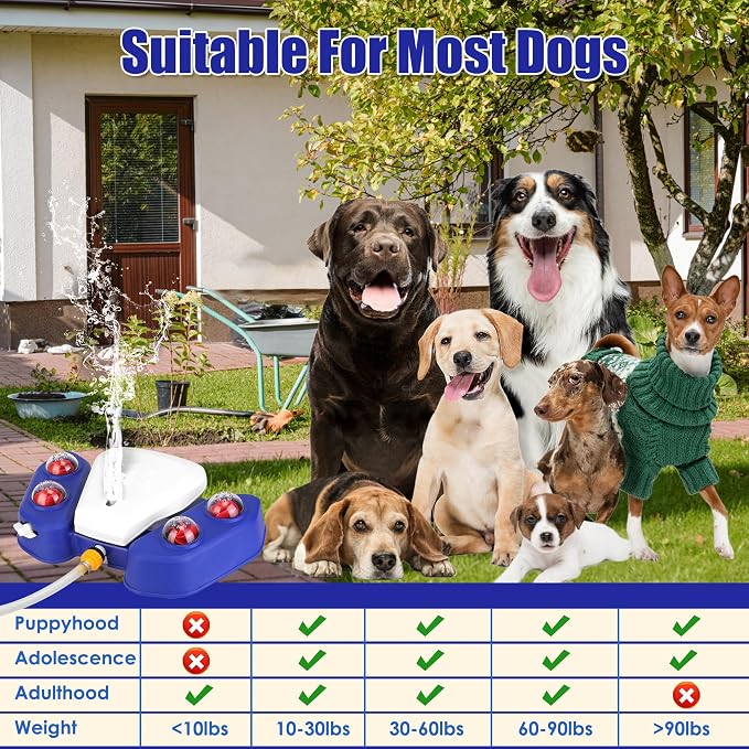 Dog Water Fountain Step On, Outdoor Paw Activated Water Fountain for Dogs, Paw Activated Drinking Water Toy with Hose for Fresh Water, Upgrade Copper Valve Set(Blue)