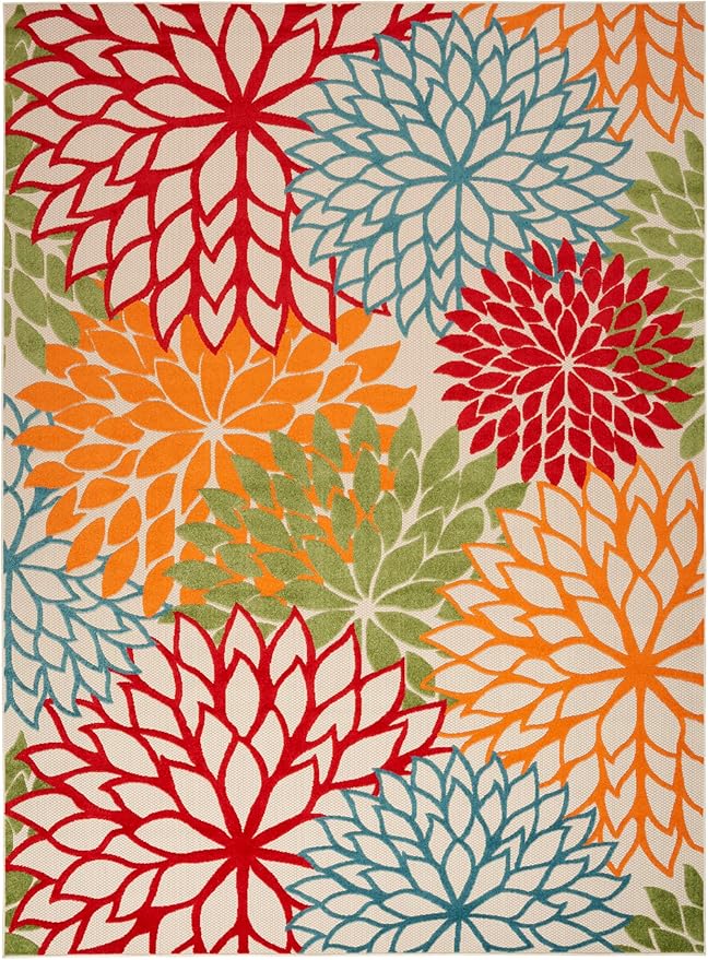 Nourison Home Aloha 10' x 14' Green Fabric Tropical Area Rug (10' x 14')