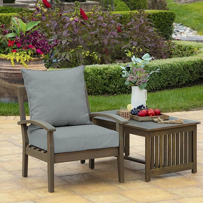 Arden Outdoor Foam Deep Seat Cushion (4-Pack), 22x24, Premium High-Density Foam, Never Flattens, Weather-Proof for Patio Chair Sofa Couch, Stone Grey Leala