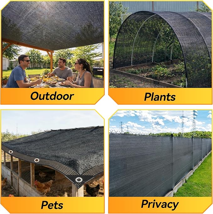 JOJOLEE 40% Sun Shade Cloth, 3x6FT Shade Net Mesh Tarp with Grommets, Black Sunblock Cover for Outdoor Patio Plants, Pergola, Greenhouse, Chicken Coop, Backyard, Balcony