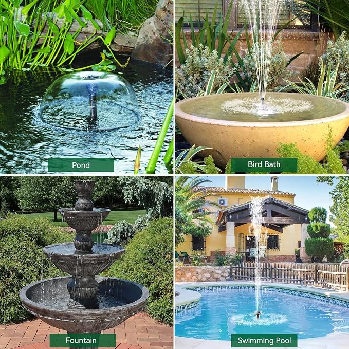 POPOSOAP Solar Water Pump Fountain,20W Solar Fountain Pump 320GPH Solar Powered Water Pump with Adjustable Flow, PVC Tubing and 16.4ft Cord Length for Ponds, Garden, Waterfall, Fish Pond