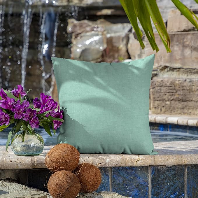 Arden Outdoor Toss Pillow, 2 Pack, 16 x 16, Rain-Proof, Fade Resistant Aqua Leala