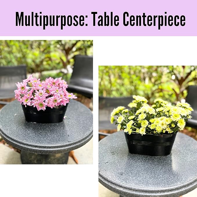 LaLaGreen Outdoor Plants Rail Planter (11.2 Inch, 15 Pack) Black Metal Iron Hanging Flower Pots Deck Railings Fence Buckets Modern Boho Style Wall Mount Window Box Plant Holder Hooks Porch Home Decor