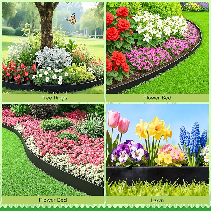 Bluepro Landscape Edging, 2 Inch 100 ft Garden Border Edging Upgraded with 150 Steel Stakes (Strong) & Reinforced Design - Durable Plastic Garden Border for Flower Beds, Lawn & Yard