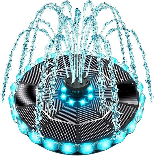 Yzert Solar Fountain Colorful Ring Lights, 2026 3.5W Solar Water Fountain with 2000mah Battery, Solar Fountain Pump for Bird Bath, Pond, Pool, Outdoor