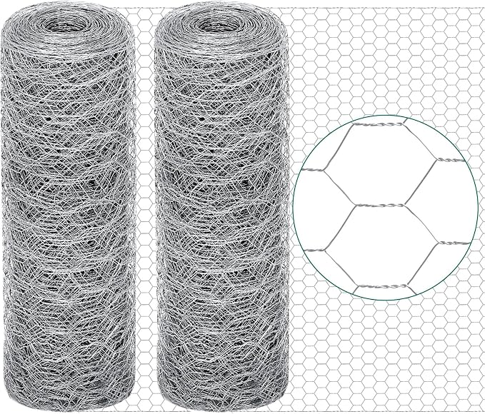 GlikCeil 12 in X 200 ft Chicken Wire Fencing Metal Floral Chicken Wire Mesh for Crafts Poultry Garden, 1 Inch Hexagonal Galvanized Hardware Cloth Netting for Poultry Coop Barrier Rabbit Cage (Silver)