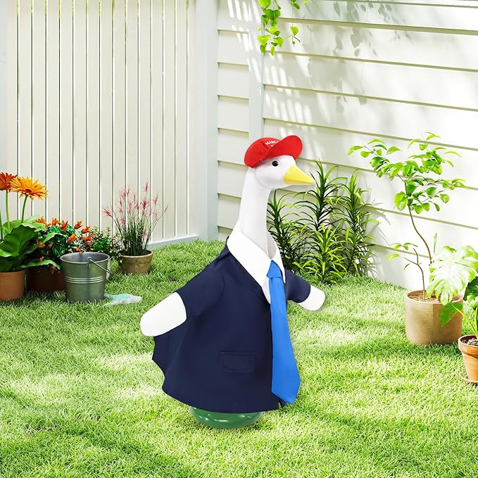 3 Pcs Porch Goose Outfits, for 23-28 Inch Porch Goose,Patriotic Costume for Plastic/Cement Statue for Outdoor Courtyard Garden Terrace Art Decoration (Blue, 23-28IN)