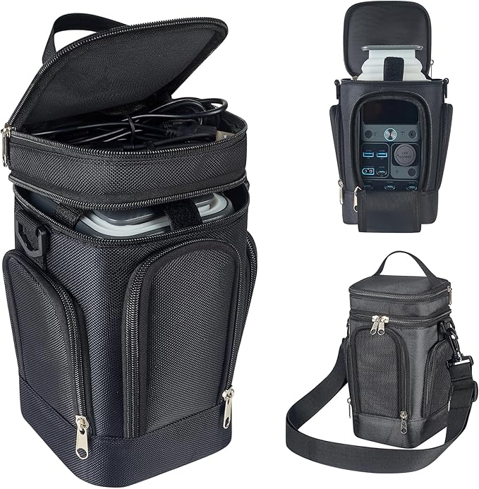 Travel Bag Compatible with Anker SOLIX C300 DC/Jackery Explorer 240D Power Bank Station Outdoor, Carrying Case for Side Zipper, Large Accessory Pocket & Shoulder Strap