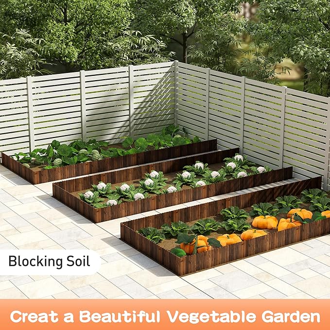 GHWIE Wooden Garden Fence Wood Garden Edging Border Decorative Landscape Border Edging,Planting Tree Fence Landscape Edging Flower Bed Fences-11.8'' H x 48'' L (3 Pack,12Ft Total Length)