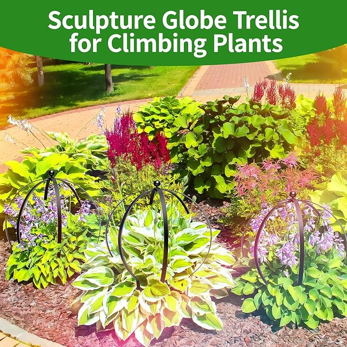 2Pcs Metal Obelisk Trellis for Climbing Plants Outdoor, 25.5"X21.5" Circle Garden Trellises for Vines Flowers Climbing Plant Trellis Potted Cages Plant Support for Patio Doorway Courtyard Decor