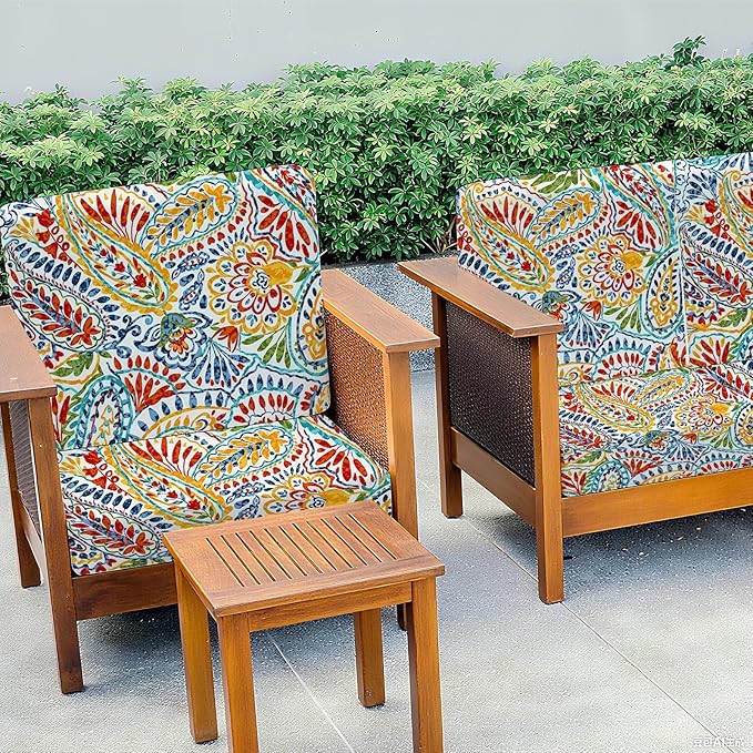 BBSET 8 Pcs Paisley Patio Sofa Cushion Cover Stretch Outdoor Sofa Seat Cushions Cover Indoor Replacement Couch Chair Slipcover Flexibility (Paisley)