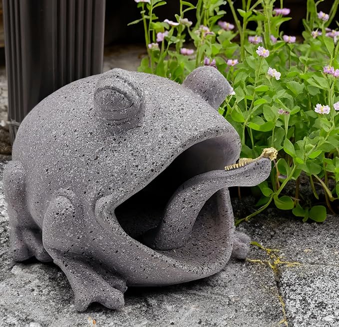 Teaeeno Frog Gutter Downspout Extension Decorations, 3''x4'' Downspout Extender Diverter Splash Block Sculpture Outdoor Decor, Animal Resin Statue Ornaments, for Garden, Lawn, Yard
