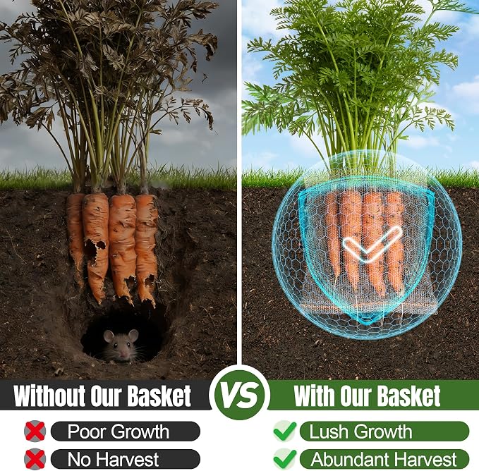 8 PCS 10 Gallon Root Guard Gopher Proof Wire Baskets, Stainless Steel Gophers Moles Voles Proof Mesh Baskets, Underground Cages for Protecting Plant Roots, Trees, Flowers, Crops, Tubers