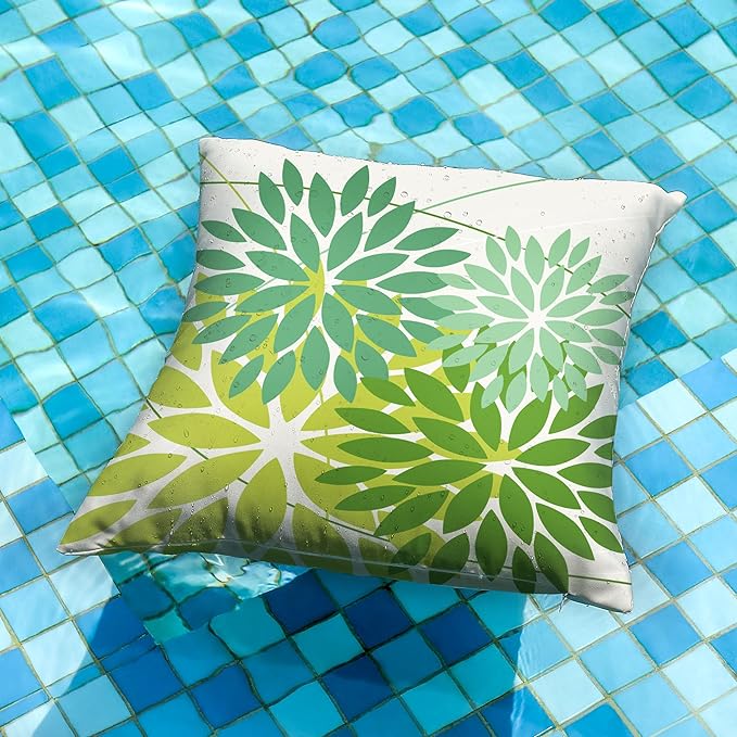 DFXSZ Outdoor Throw Pillow Covers 20x20 Inch Set of 2 Waterproof Spring Summer Geometric Elegant Dark Light Green Outdoor St Patricks Pillow Covers for Patio Funiture Garden Couch 168A20