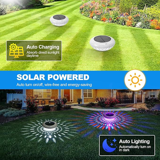 Floating Pool Lights Solar Powered, 6.5“ Vibrant RGB Colors Pool Lights that Float with Dynamic Lighting Effects, Waterproof Float or Hang Solar Floating Light for Pool Hot Tub Garden Party(1)