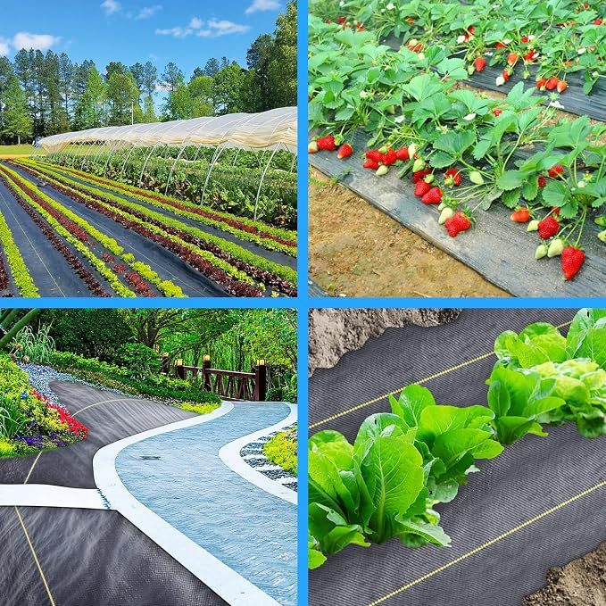3.5oz Weed Barrier Fabric, Custom Size 4ft x 101ft Heavy-Duty Woven Landscape Fabric with Staples for Garden Weed Control & High Permeability