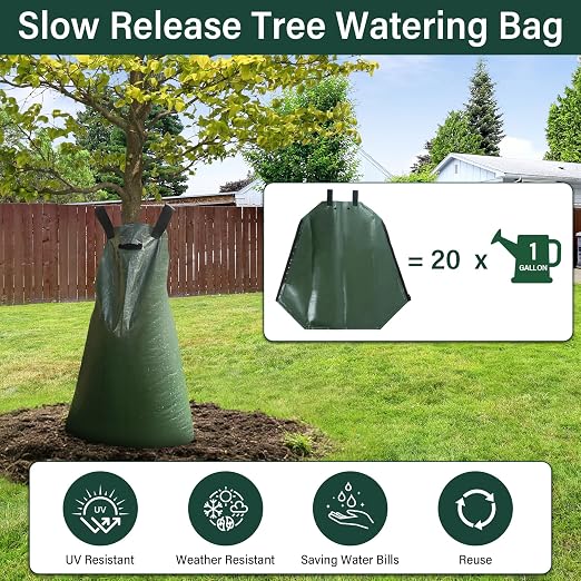 Tree Watering Bags 3 Pack, 20 Gallon Slow Release Gator Bags for Trees, Durable PVC Tree Drip Irrigation Bags with Heavy Duty Zipper, Deep Root Targeting