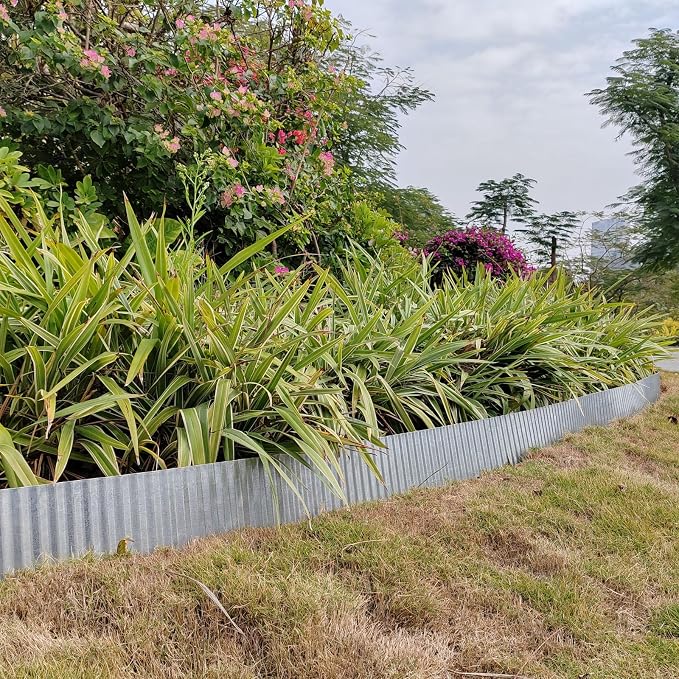 Metal Landscape Edging Border,8 inch × 20 feet Corrugated Garden Edging for Flower Bed,Lawn (8 Inch × 20FT)