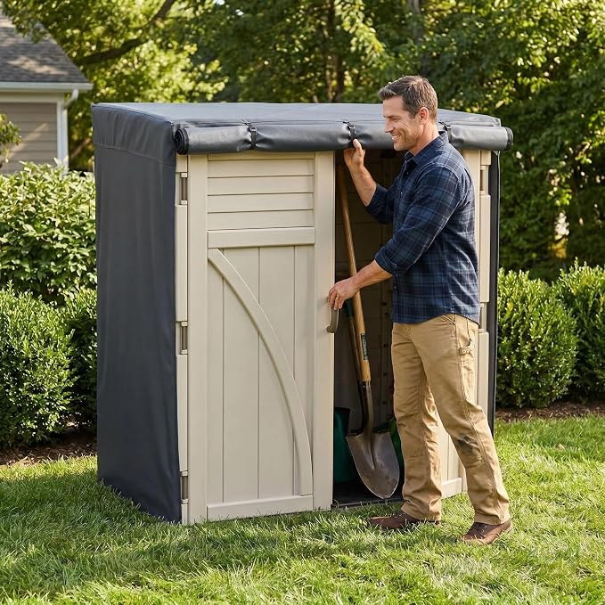 Outdoor Storage Shed Cover 54"x34"x72" - Waterproof UV-Resistant Dustproof Cabinet Cover for Suncast Sheds, Black (Cover Only)