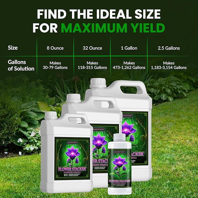 Humboldts Secret Flower Stacker | 0-7-5 Bloom Booster with Vitamin B1 | High Phosphorus Potassium Flowering Nutrients | Potting Soil Hydroponics Coco | Indoor & Outdoor Plants | 2.5 Gallon