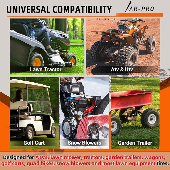 AR-PRO 22x11-8, 21x11-8 Inner Tubes for ATV, Lawn Tractor, Garden Trailer, Golf Cart, Snow Blowers, and More - with TR6 Straight Metal Valve Stems - Made from Durable Butyl Rubber (2-Pack)
