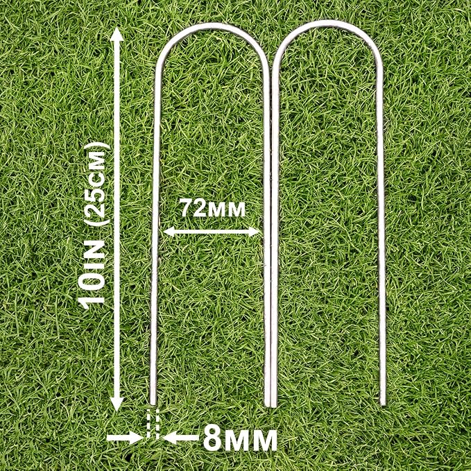 FORZA Steel U-Peg Ground Anchors | Heavy-Duty Galvanized Stakes for Soccer Goals Garden Yards Tents SOD Pins Lawn Landscaping Staples – Multiple Sizes & Packs (4, 10 Inch)