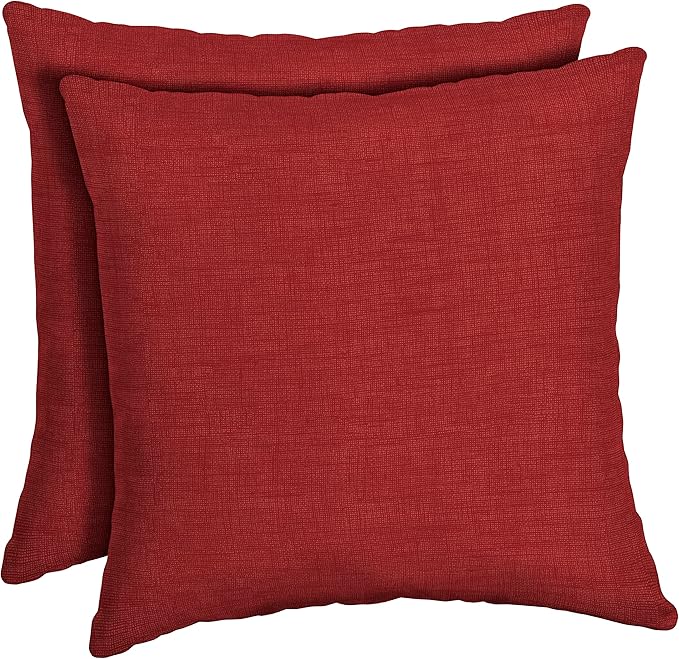 Arden Outdoor Toss Pillow, 2 Pack, 16 x 16, Rain-Proof, Fade Resistant Ruby Red Leala