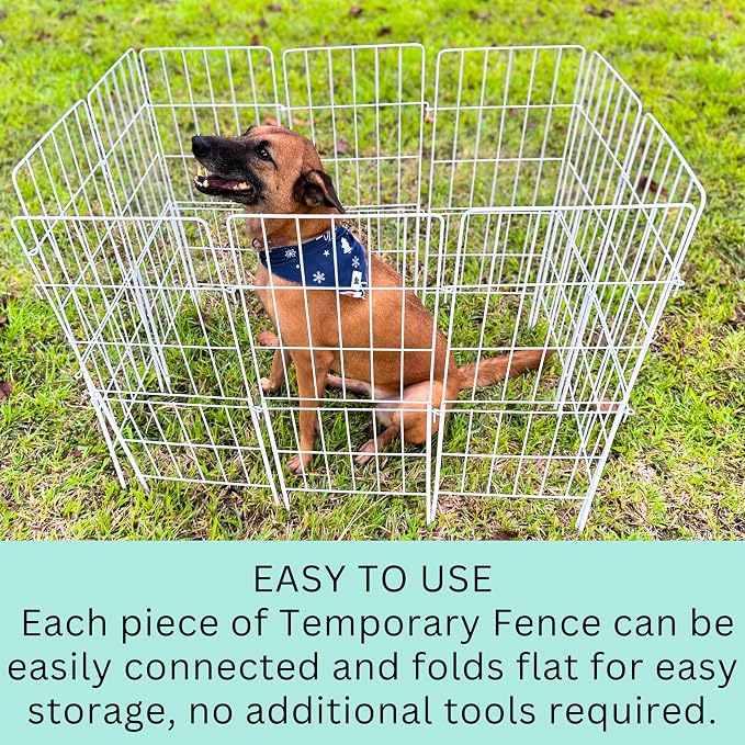 ShopLaLa Decorative Garden Fence Outdoor (10 Panels) 12.5in(L) x 31in(H) Animal Barrier Fencing Rustproof White Classic Metal Wire Flower Edging for Landscape, Small Dog Fences Backyard Patio Decor
