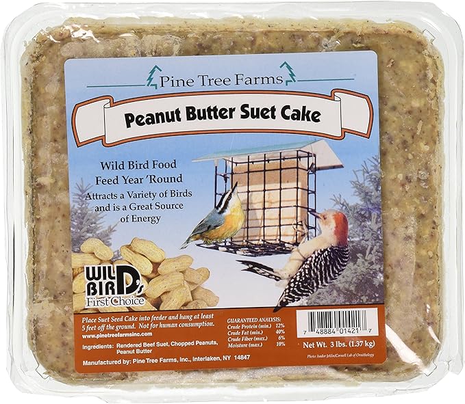 Pine Tree 1421 Peanut Butter Wild Bird Suet Cake, 3-Pound