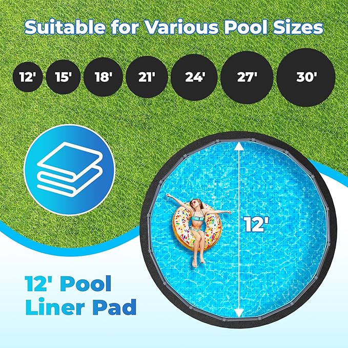 AquaJoyer 18' Round Thicker Heavy Duty Pool Liner Pad for Above Ground Pool, Pool Padding Underlayment for Pool Bottom, Protects Pool Prevents Punctures Weed Barrier Comfortable underfoot