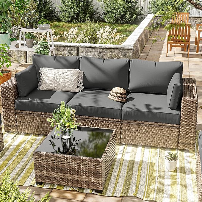 8p Outdoor Cushion Slipcovers Outdoor Patio Cushions Covers Replacement Waterproof with Zipper for 3-Seat Rattan Sofa Patio Furniture Cushion Covers, Covers Only