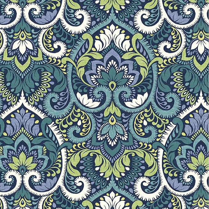 Arden Outdoor Foam Deep Seat Cushion Set, 22x24, Premium High-Density Foam, Never Flattens, Weather-Proof for Patio Chair Sofa Couch, Sapphire Aurora Blue Damask