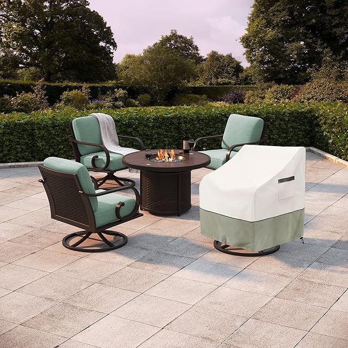 Outdoor Swivel Lounge Chair Cover 2 Pack,Waterproof Heavy Duty Outdoor Chair Covers,Patio Rocking Chair Covers for Outdoor Furniture,(30 W x 34 D x 38.5 H inches),White&Grayish Green