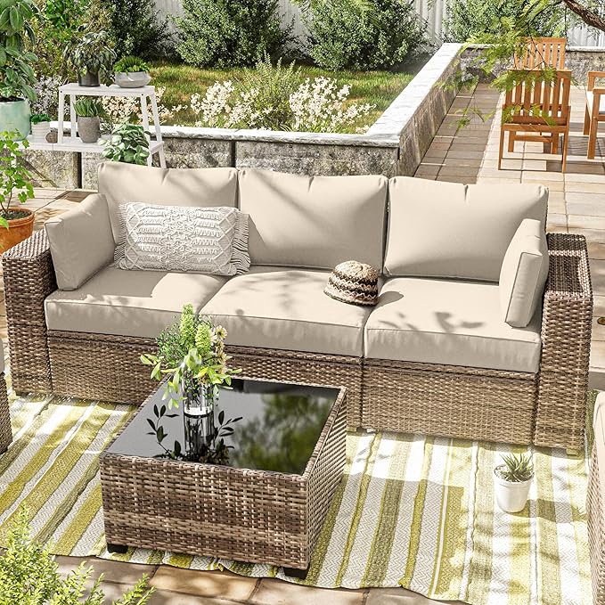 8p Outdoor Cushion Slipcovers Outdoor Patio Cushions Covers Replacement Waterproof with Zipper for 3-Seat Rattan Sofa Patio Furniture Cushion Covers, Covers Only