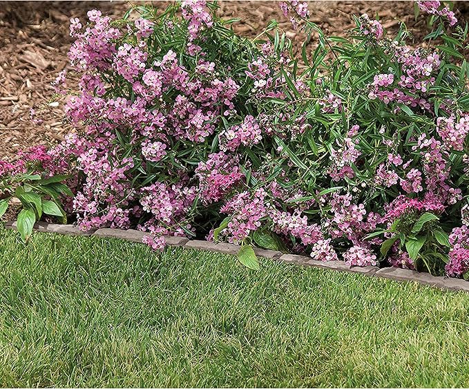 Suncast 7 Pack Quick Edge Resin Material 35 Inch Single Strip Natural Stone Lawn Border Edging for Patio, Gardening & Landscaping, Flagstone