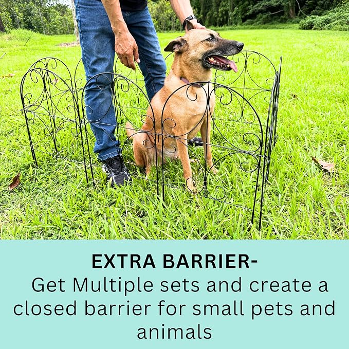 ShopLaLa Garden Fence Border Animal Barrier (10 Panels) 12in(L) x 24in(H) Metal Wire Fence Butterfly Arch Panel Outdoor Fencing Rustproof for Lawn Landscape Decor Small Dog Fences for the Yard Patio