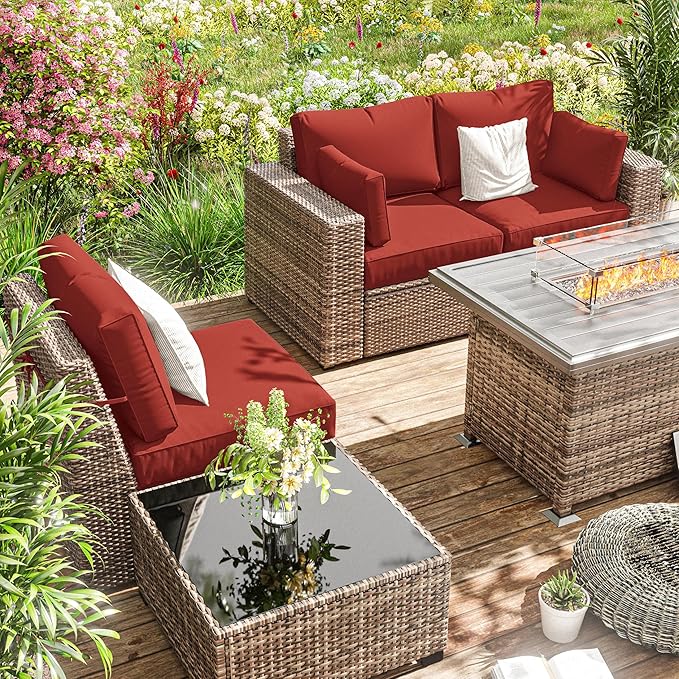 8p Outdoor Cushion Slipcovers Outdoor Patio Cushions Covers Replacement Waterproof with Zipper for 3-Seat Rattan Sofa Patio Furniture Cushion Covers, Covers Only