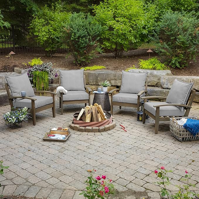 Arden Olefin Outdoor Deep Seat Cushion Set (2-Pack), 24 in x 24 in, Weather-Proof, Rain-Proof, Fade Resistant Patio Cushion for Chair, Sofa, and Couch Paloma Woven Texture