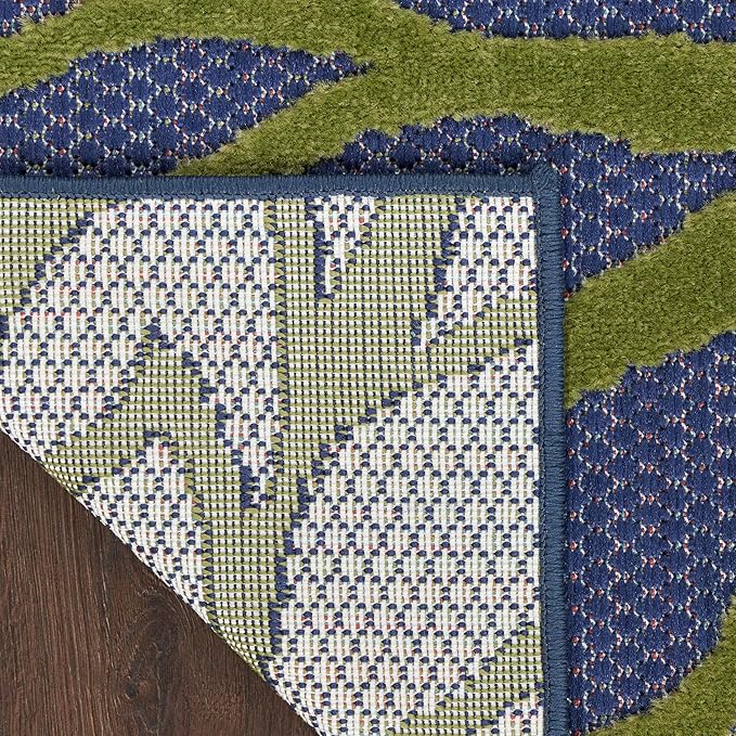Nourison Home Aloha Indoor-Outdoor Navy Multicolor 6' x 9' Area Rug, Easy-Cleaning, Non Shedding, Bed Room, Living Room, Dining Room, Backyard, Deck, Patio (6x9)