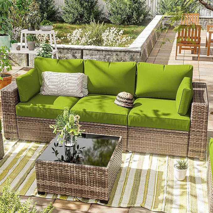 8p Outdoor Cushion Slipcovers Outdoor Patio Cushions Covers Replacement Waterproof with Zipper for 3-Seat Rattan Sofa Patio Furniture Cushion Covers, Covers Only