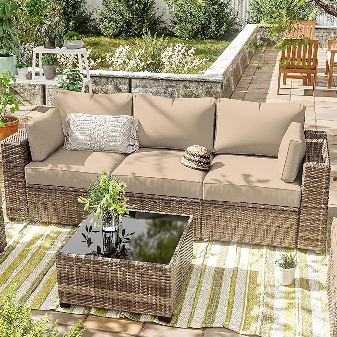 8p Outdoor Cushion Slipcovers Outdoor Patio Cushions Covers Replacement Waterproof with Zipper for 3-Seat Rattan Sofa Patio Furniture Cushion Covers, Covers Only