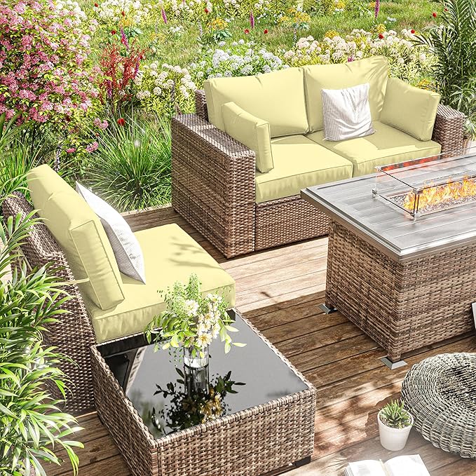 8p Outdoor Cushion Slipcovers Outdoor Patio Cushions Covers Replacement Waterproof with Zipper for 3-Seat Rattan Sofa Patio Furniture Cushion Covers, Covers Only