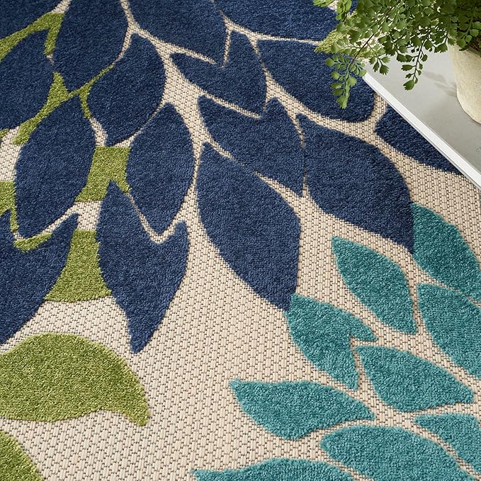 Nourison Home Aloha 108" x 144" Contemporary Fabric Indoor/Outdoor Rug with Serged Edges, for Living Room/Patio/Porch/Deck, in Multi-Color Finish