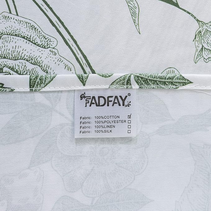 FADFAY Sheets Set Full Vintage White and Green Floral Bedding Elegant Peony Sheets Set Shabby Rose Farmhouse Bedding 100% Egyptian Cotton 800 Thread Count Deep Pocket Fitted Sheet 4Pcs, Full Size